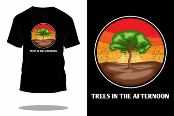 Wall Mural - trees in the afternoon retro t shirt design