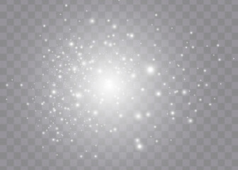 Wall Mural - The dust sparks and golden stars shine with special light. Vector sparkles on a transparent background.