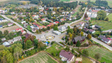Fototapeta  - Aerial view on Jeruzal village. The town has gained some fame in Poland as the location of the long-running comedy series Ranczo.