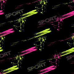 Wall Mural - sport pattern with brush lines, traces of paint and text