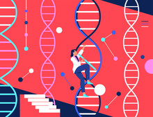 Human DNA, Chromosome Sequence. Character Design. Flat Vector Illustration.