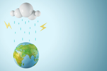 Poster - Creative climate change globe on light background with mock up place. Environment, caring for nature and preserving planet concept. 3D Rendering.