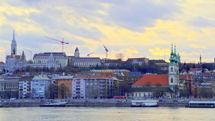 Poster - Sunset over Buda and Danube River, Budapest, Hungary