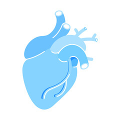 Fototapete - Realistic blue heart semi flat color vector object. Full sized item on white. Human anatomy. Circulating blood. Muscular organ. Simple cartoon style illustration for web graphic design and animation