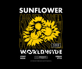 Wall Mural - Sunflower Retro Poster Pixel style Graphic Design for T shirt Street Wear and Urban Style