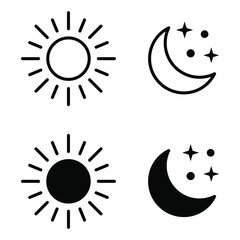 Wall Mural - Sun moon icon illustration isolated vector sign symbol.