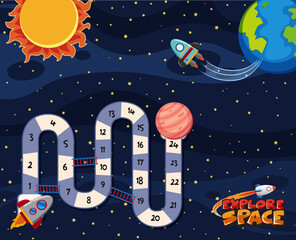 Wall Mural - Game template with space theme background