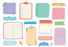 Cute Hand Drawn Planner, Journal, Notepad, Paper Vector Illustration