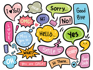 Sticker - Hand drawn cute speech bubble doodle vector illustration