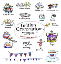 Transparent Icon Set For Celebrating British Holidays