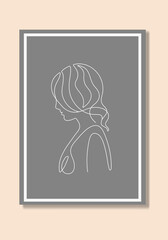 Wall Mural - Abstract One Line Drawing Beauty Face Woman Fashion Wall Art Girl Room Decor Portrait And Poster 