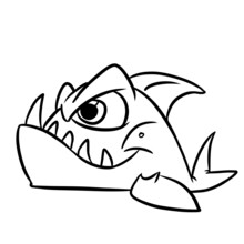 Predatory Dangerous Fish Piranha Coloring Page Cartoon Illustration