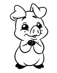 Wall Mural - Little cute pig animal coloring page cartoon illustration