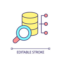 Poster - Analysing big data sets RGB color icon. Evaluating large amount of information. Studying dataset. Isolated vector illustration. Simple filled line drawing. Editable stroke. Arial font used