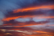 Background Of Sunset Cloudscape With Red Clouds