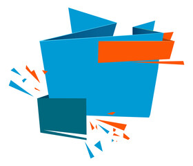 Poster - Bright blue orange form banner. Promo label