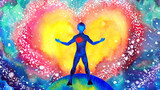 Fototapeta Do akwarium - human heart healing flower flow in universe world love spiritual mind mental health chakra power abstract soul art watercolor painting illustration design drawing