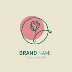 Wall Mural - rose logo. flower illustration in line art style vector