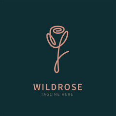 Wall Mural - rose logo. flower illustration in line art style