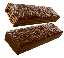 Wall Mural - Chocolate coated on Crispy wafer, Design for Packaging Concept, with Clipping path 3d illustration