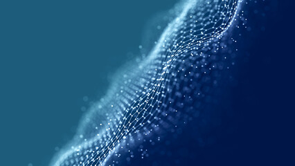 Fototapete - Abstract chain of hexagonal shapes. Data technology background. 3D rendering.