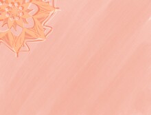 Illustration With Copyspace, Abstract Flower On Orange Background With Space For Text
