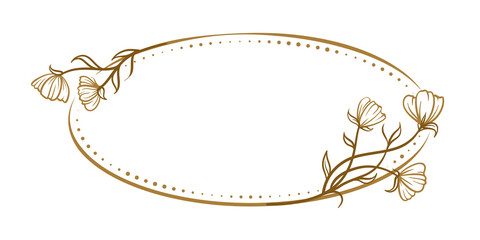 Wall Mural - Vector horizontal oval dotted frame with floral decoration