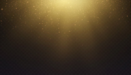 Poster - Golden rays shine down on a dark background Vector illustration
