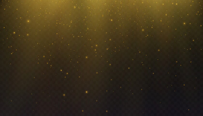 Poster - Golden rays shine down on a dark background Vector illustration