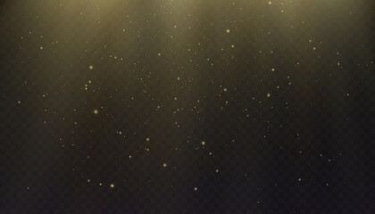 Poster - Golden rays shine down on a dark background Vector illustration