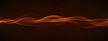 Neon Background Frame. Flame 3d Wave Design, Spiral. Texture Fire Lines, Strings. Pattern Of Outer Space. Plexus Of Threads. Milky Way. LED Strip. Poster Technology, Science, Presentations, Business.
