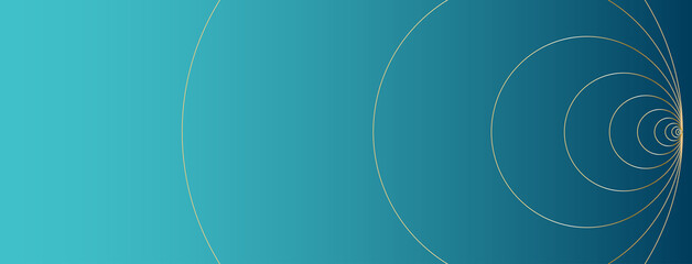 Wall Mural - Minimal abstract circles on gradient background with golden ratio elements. Green blue geometric website header or banner design for counselor, life coach or psychologist. 