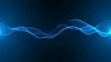 Aufkleber - Neon background. Blue 3d wave design, spiral. Texture lines, points. Pattern outer space. Plexus glow stars, dots. Milky Way. LED strip. Poster of technology, science, presentations, business.