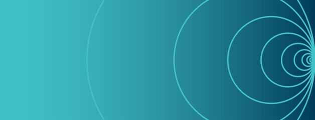Wall Mural - Growth, development and influence represented in a clean abstract design of widening circles on a blue green gradient. Geometric vector website header or banner design