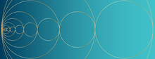 Background Header Or Banner With Circle Pattern For Coaching, Counseling, Psychology. Representing Growth And Development. Green Blue Teal And Gold Vector Design With Golden Ratio Proportions.