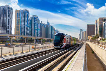 New modern tram in Dubai