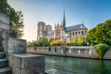 Cathedral Notre-Dame De Paris Along The Seine River, Paris, France