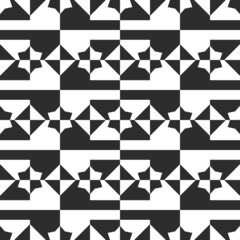 Aufkleber - Black and white pattern with six-pointed stars and rhombuses. Vector