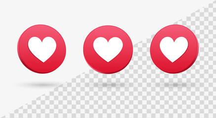 Leinwandbilder - 3d like icon love social sign in modern glossy speech bubble for social media notification icons - feedback rating , heart favorite buttons 3d social network reactions