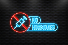 Neon Icon. No Hormones, No Antibiotics Green Rubber Stamp On White Background. Realistic Object. Vector Illustration