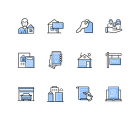 Real estate - modern line design style icons set