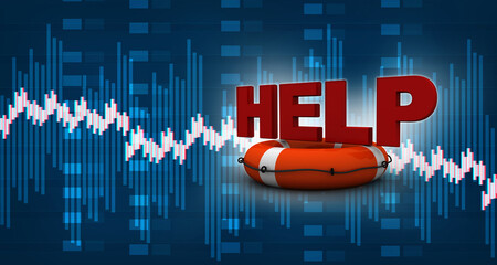 Poster - 3d rendering help text in lifebelt