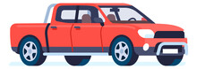 Red Pickup Icon. Modern Truck Car Vehicle