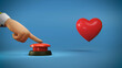3d illustration of cartoon red button and heart.