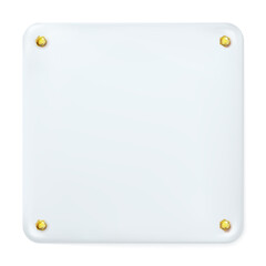 Wall Mural - White square painted plate with gold screws isolated.. Vector illustration Eps10.