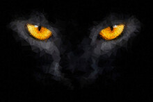 Black Cat Beautiful Eyes In Geometric Styling Background Artwork Illustration Poster