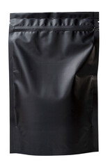 Empty black packaging bag isolated on white background.