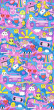 Abstract Seamless Pattern With Cartoon Characters, Retro And Vintage Objects. Hand Drawn Doodles. 80s - 90s Trendy Style Vector Illustration.