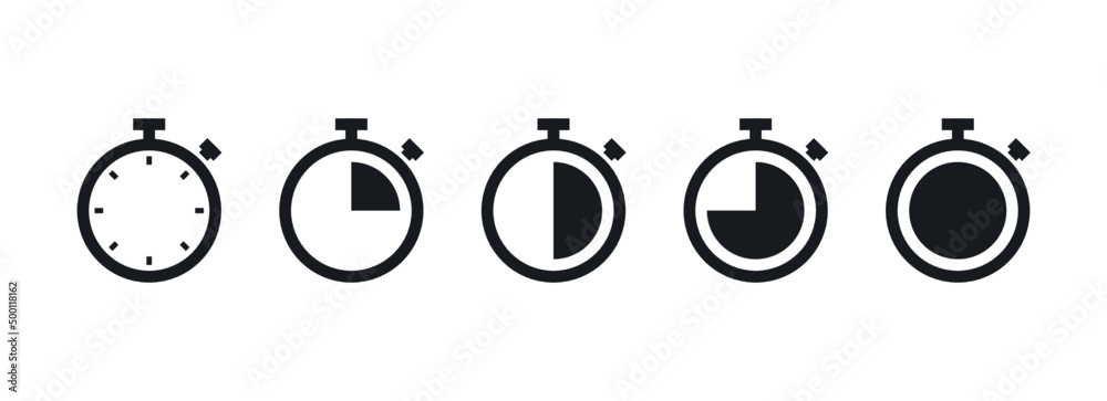 Countdown timer and stopwatch symbol flat vector illustration. Stock ...