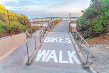 Bike And Walk Trail Connected To The Wooden Bridge At San Clemente, California